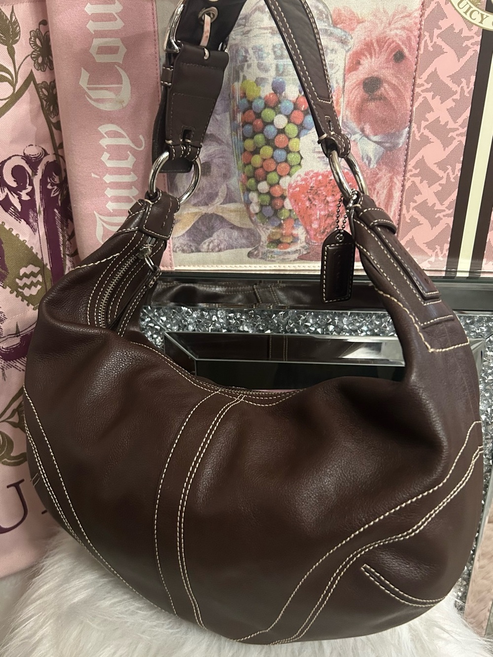 Y2K Vintage 2006 Coach SoHo Hobo Chocolate Brown Leather Shoulder Bag #10032